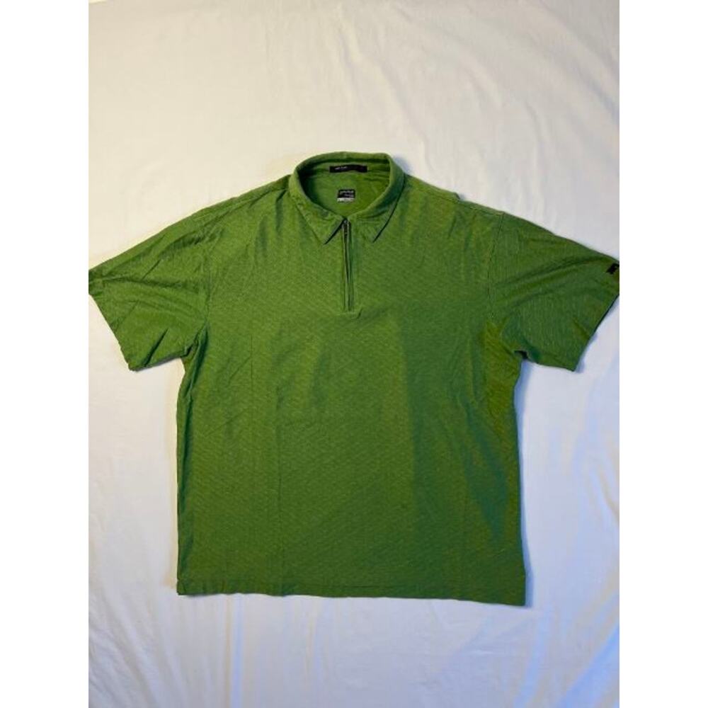 Nike Fit Dry Polo Tiger Woods Collection Mens Extra Large XL Green Zipper Cotton